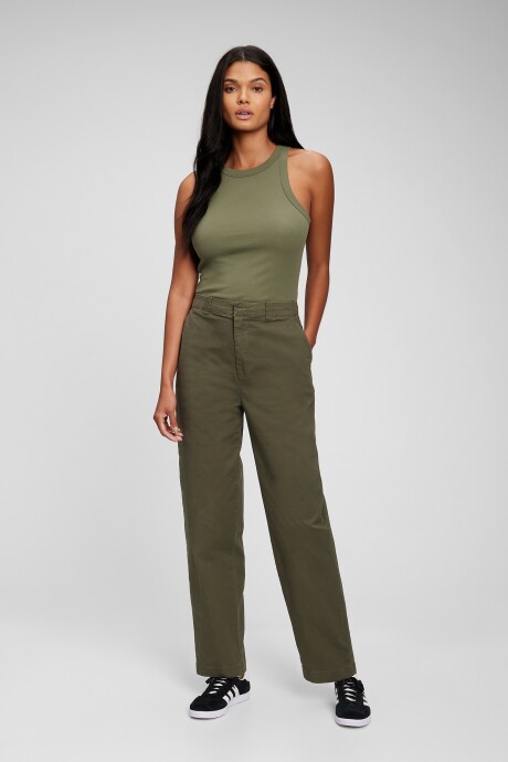 Pantalon Straight Up Khaki Mujer Army Jacket Green