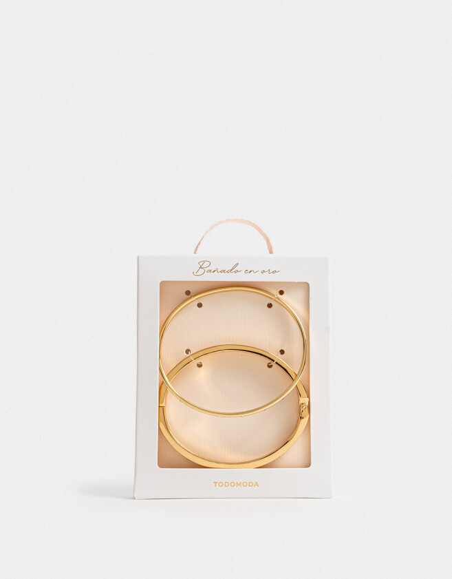 Pulseras Rígidas Sets Premium Gold Pulseras Rigidas Sets Bañado En Oro Blanco - Dorado