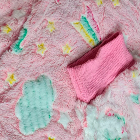Buzo Manta Canguro Infantil Capucha Bolsillo Brillo Nocturno Rosa