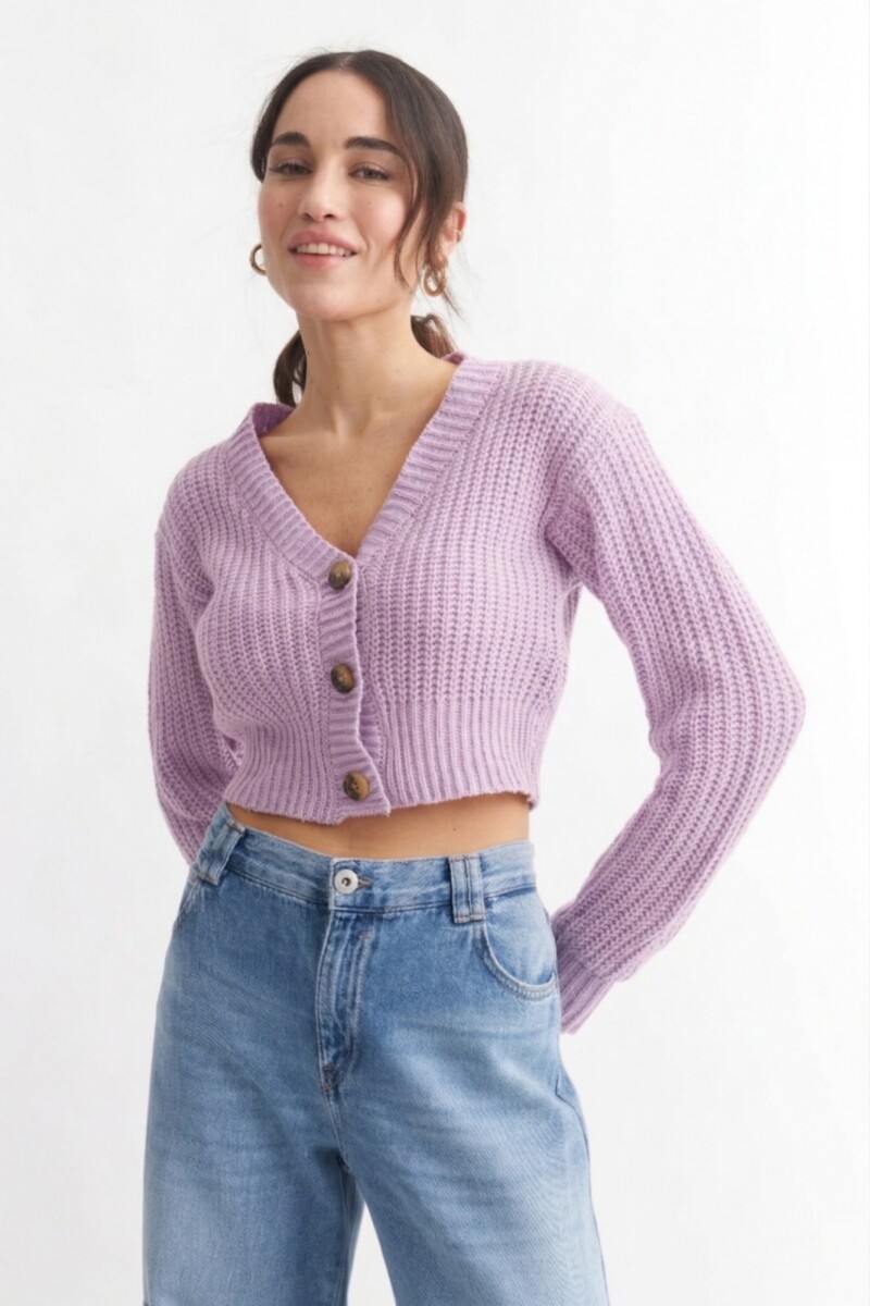 Cardigan con manga balloon LILA