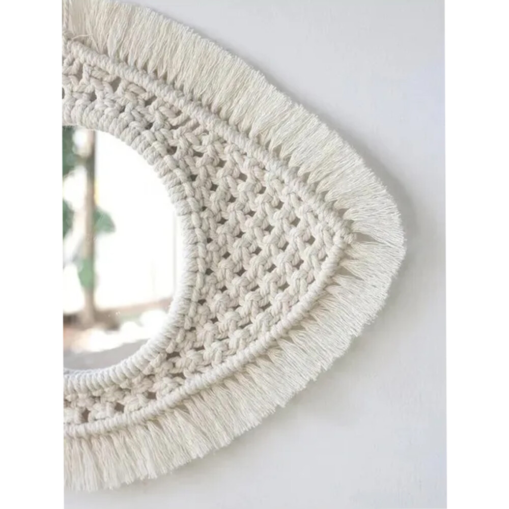 Espejo Tejido En Macrame Con Diseño De Ojo Grande