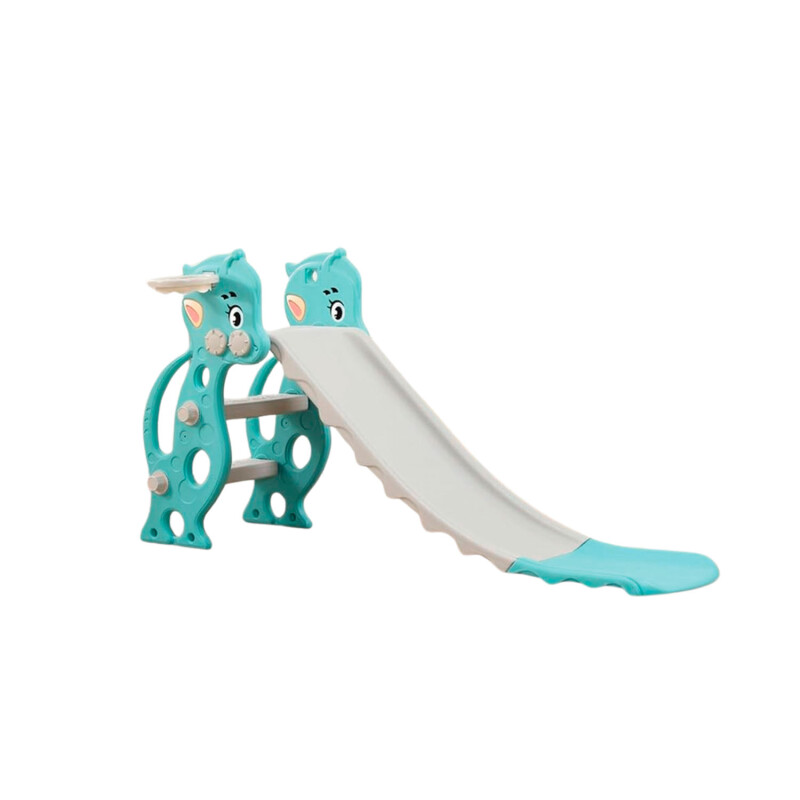 Tobogán Infantil Plástico Plegable Con Extensión Celeste/Gris