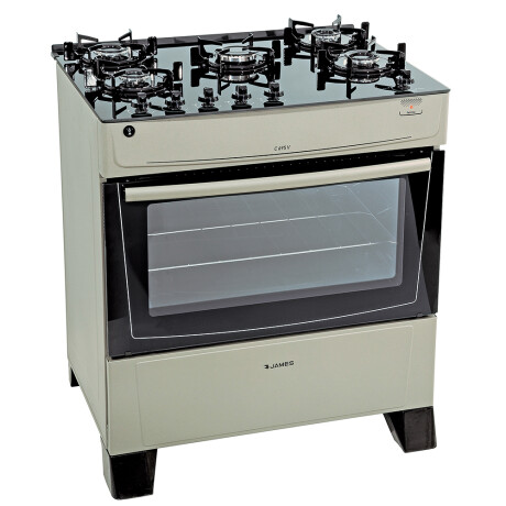 Cocina James 5H C-695 V titanium con mesada de vidrio negro Cocina James 5H C-695 V titanium con mesada de vidrio negro