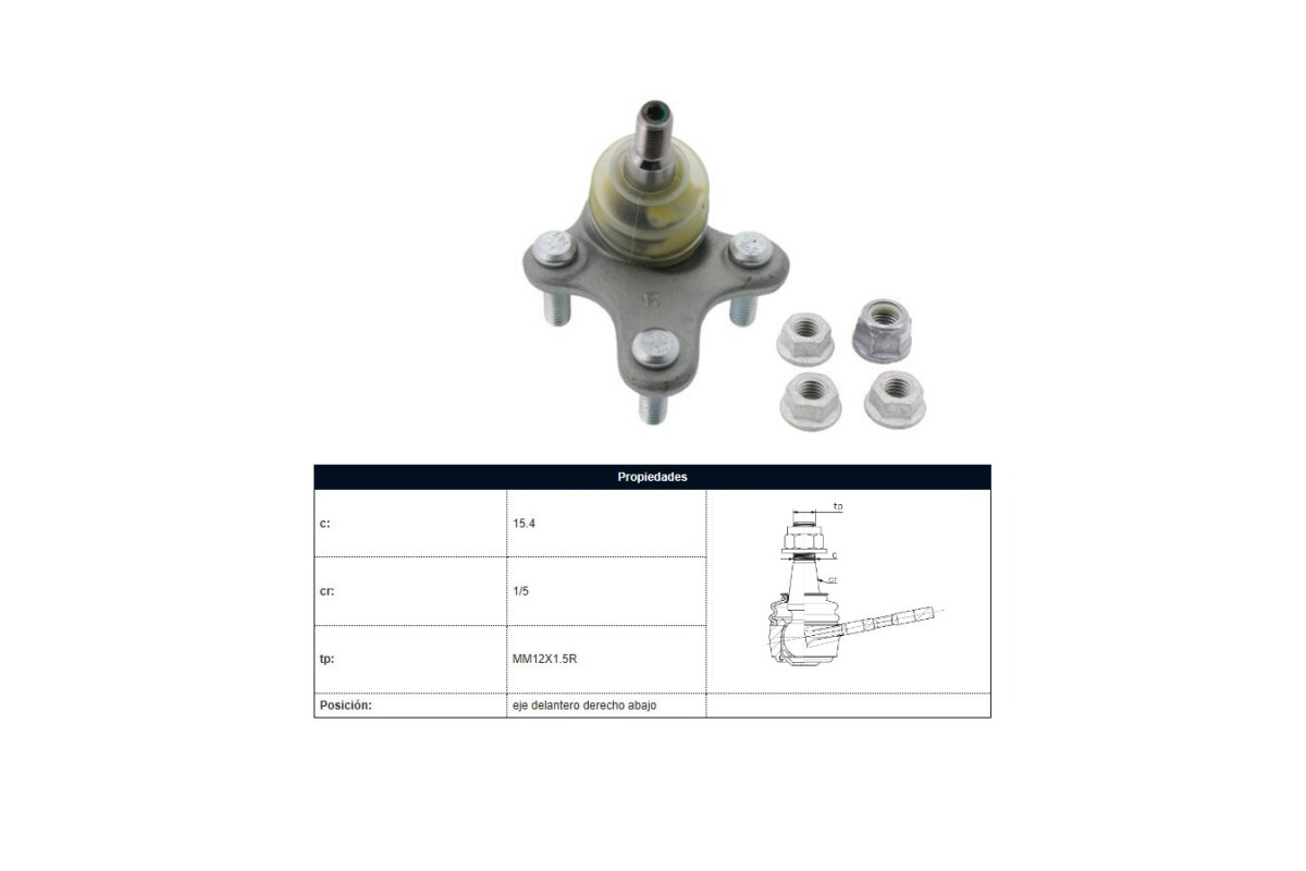 Rotula Del Audi A3/Q3 Volks Nivus/Polo/Virtus/Vento/T-Cross/Tiguan 03-25 Der Rotula Del Audi A3/Q3 Volks Nivus/Polo/Virtus/Vento/T-Cross/Tiguan 03-25 Der