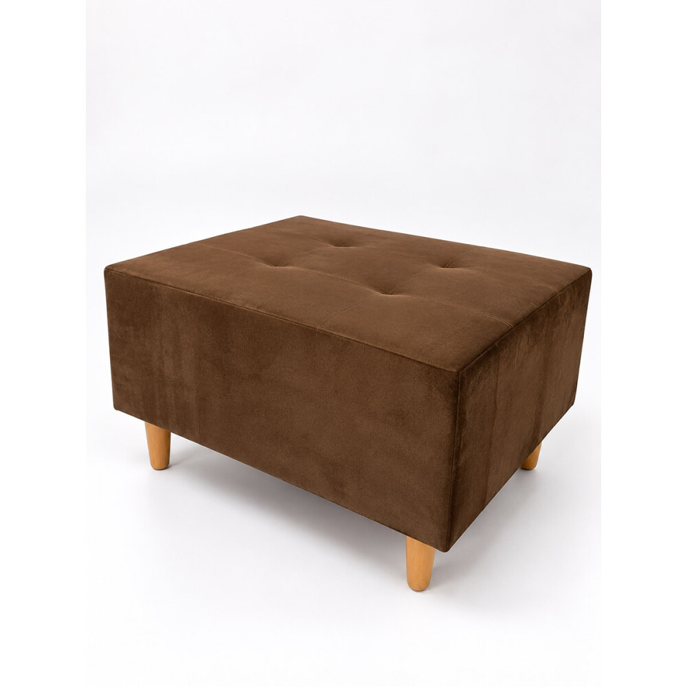 Puff tela y patas de madera Marrón