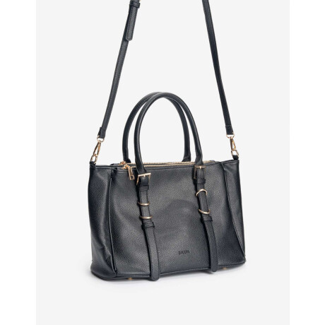 Cartera City Con Doble Asa De Mano Y Detalles De Hebillas Negro