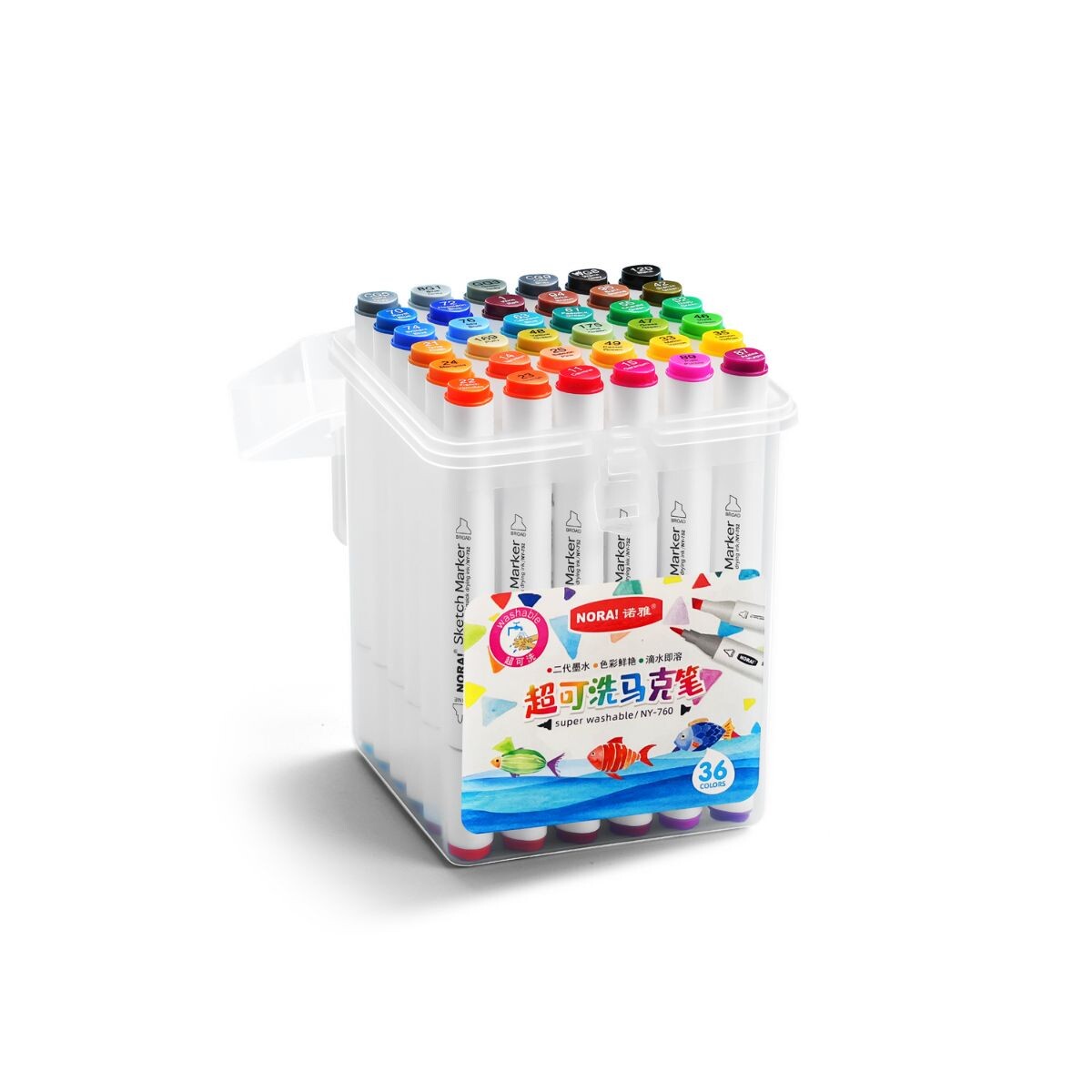 Marcadores lavables doble punta en caja x36 