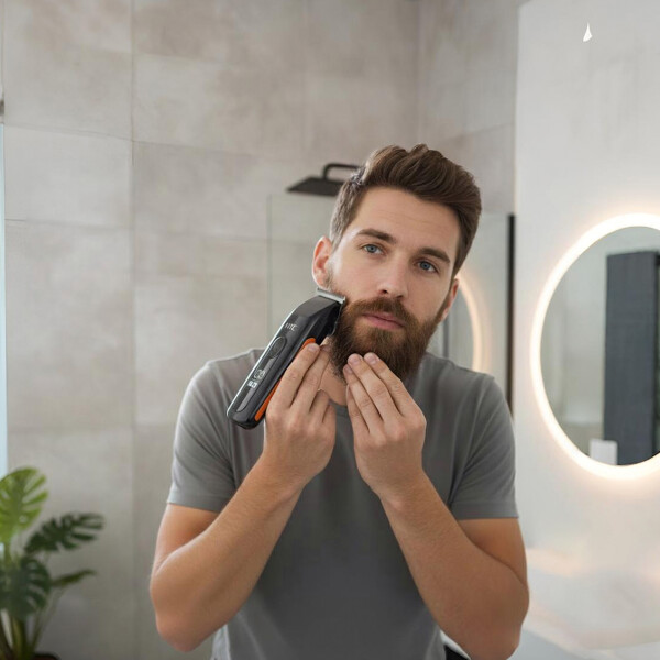 Afeitadora Cortadora De Pelo Barba inalámbrica Lcd HTC AT508 Color Negro