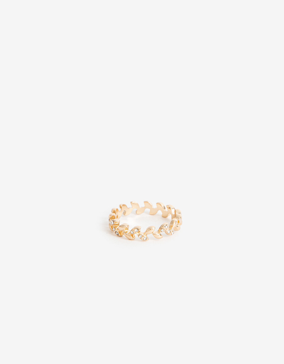 Anillo Hojitas Strass 
