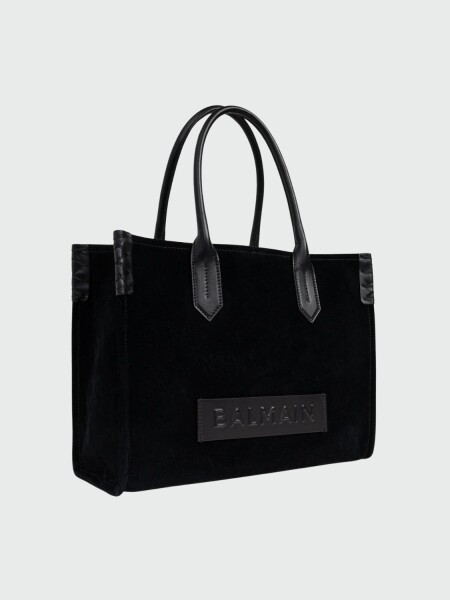 BALMAIN - B-ARMY SHOPPER SMALL-SUEDE TOTE BAG Negro