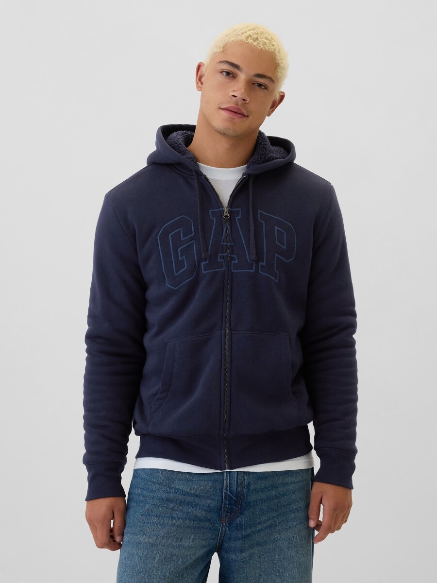 Canguro Con Corderito Logo Gap Hombre - Navy Uniform 