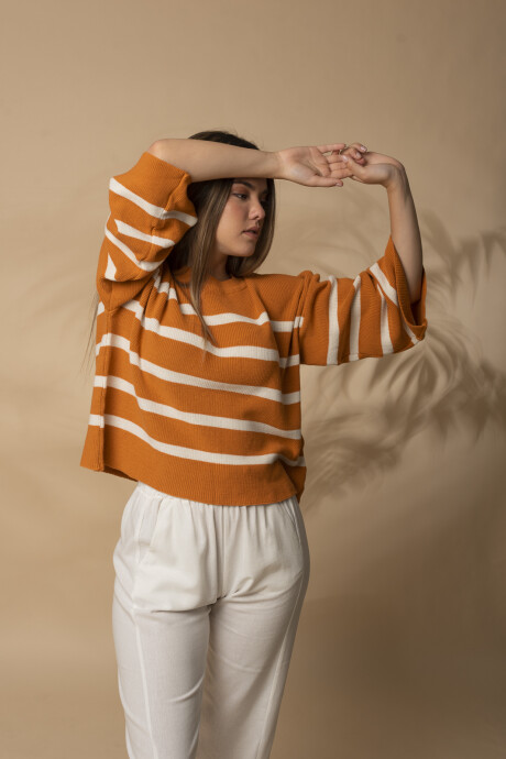 SWEATER PERUGIA CRUDO-NARANJA