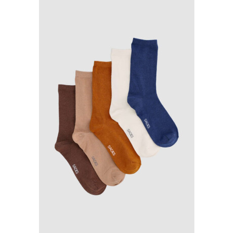 Packs de cinco medias lisas. de algodón. en varios colores s Variante 21