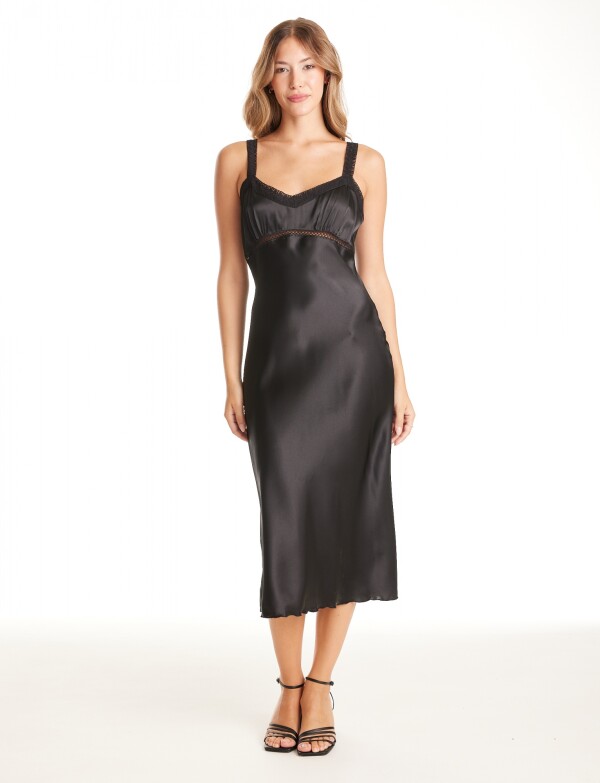 Vestido Noche Saten NEGRO