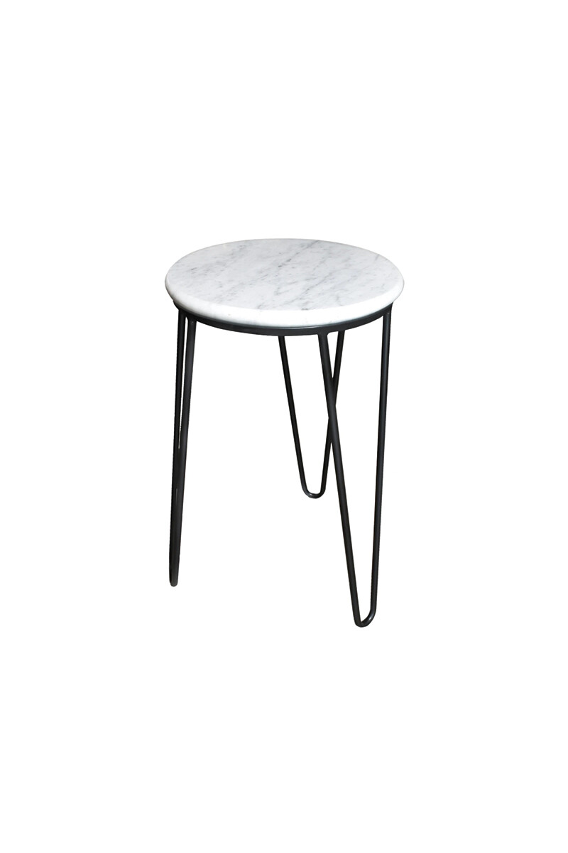 POSH - MESA LATERAL POSH BLANCA FD166-1M MARMOL/METAL 30DIAMX50H CM 