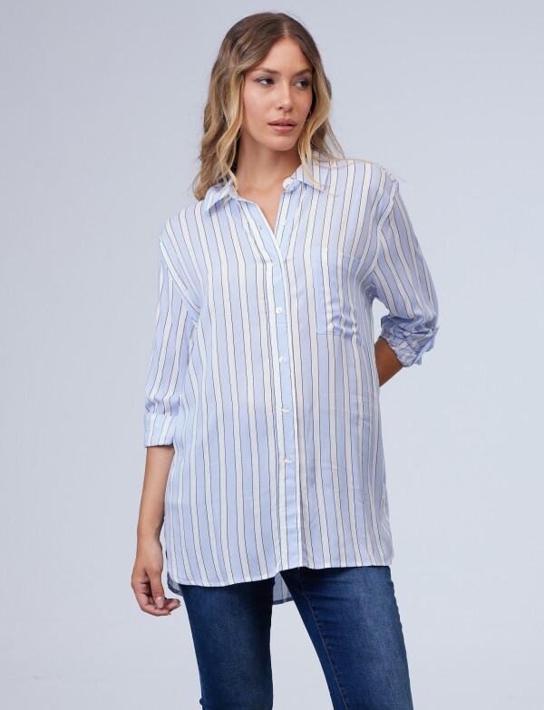 Camisa Lineas Oversize CELESTE/MULTI