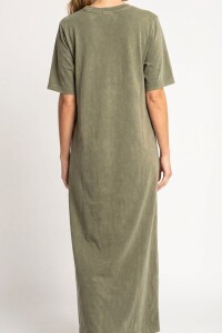 Vestido Algodon Lavado Oliva