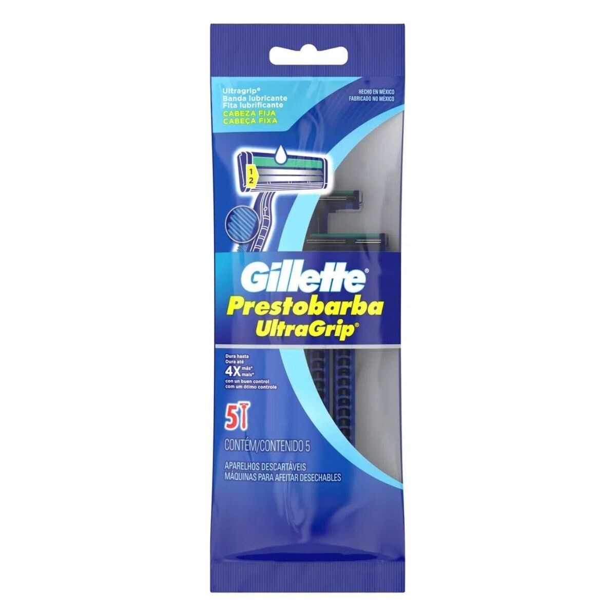 Afeitadora Desechable Gillette Prestobarba Azul Ultragrip - X5 