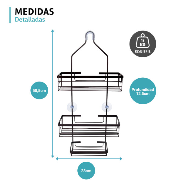 Organizador De Ducha Colgante 3 Niveles Jabonera Baño Acero Imback Color Negro Organizador De Ducha Colgante 3 Niveles Jabonera Baño Acero Imback Color Negro