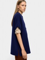 Poncho De Punto Con Hebillas azul-marino