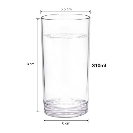 Vaso Alto de Agua en Vidrio con Fondo Grueso Crisa 310Ml Transparente