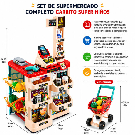 Juego Supermercado Infantil Carrito Caja Registradora Scan Varios