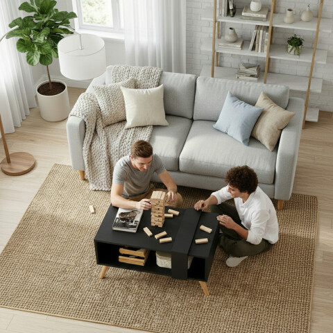 Mesa Ratona de Centro Retro Scandi MDP 15mm – Negro con Patas Nordik Mesa Ratona de Centro Retro Scandi MDP 15mm – Negro con Patas Nordik