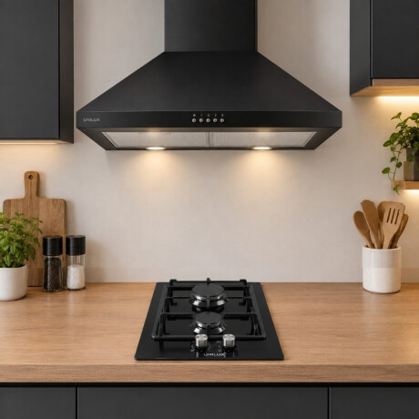 Campana Extractora Aeris 60CM Negro Pack De Campana Extractora Aeris 60CM + Anafe A Gas Vulcano Duo 2 Negro