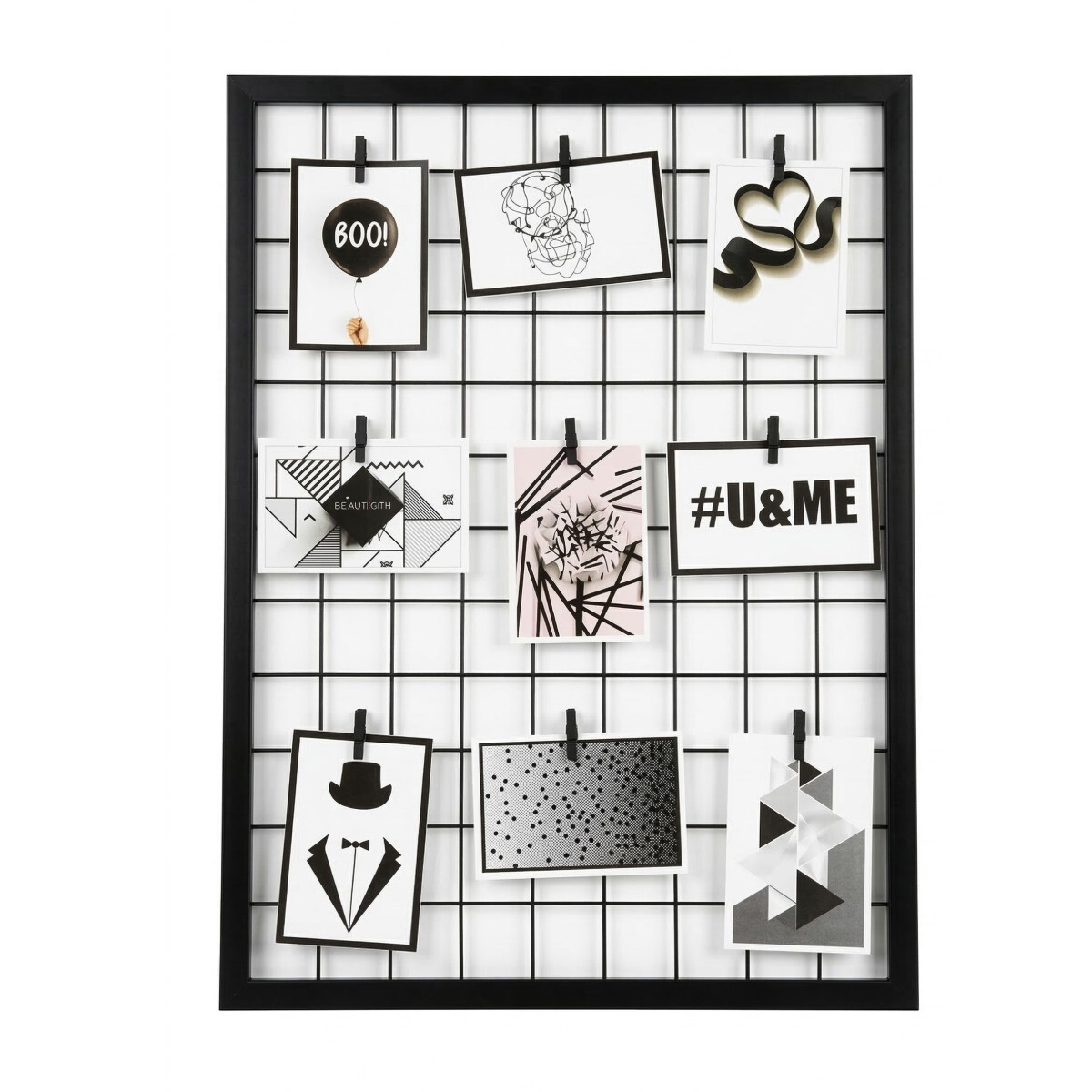 PANEL METAL NEGRO P/FOTOS C/PINZAS 47X67CM 