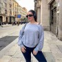 Polera Year Round Terry Off Shoulder Sweatshirt Mujer Classic Grey Heather