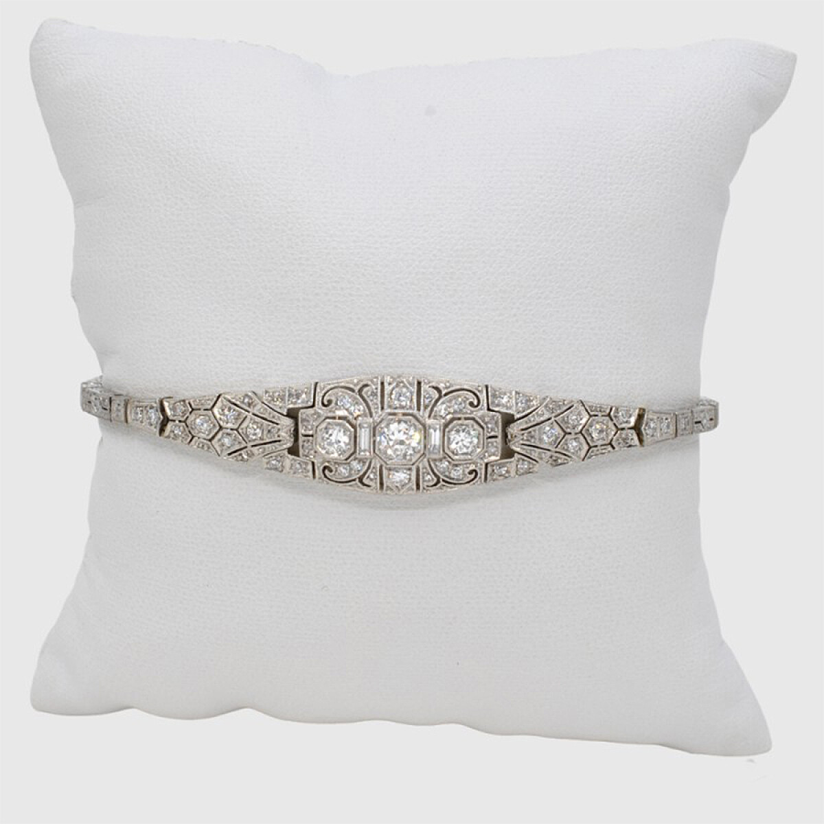 Pulsera Antigua En Oro 18K, Brillantes Y Diamantes 
