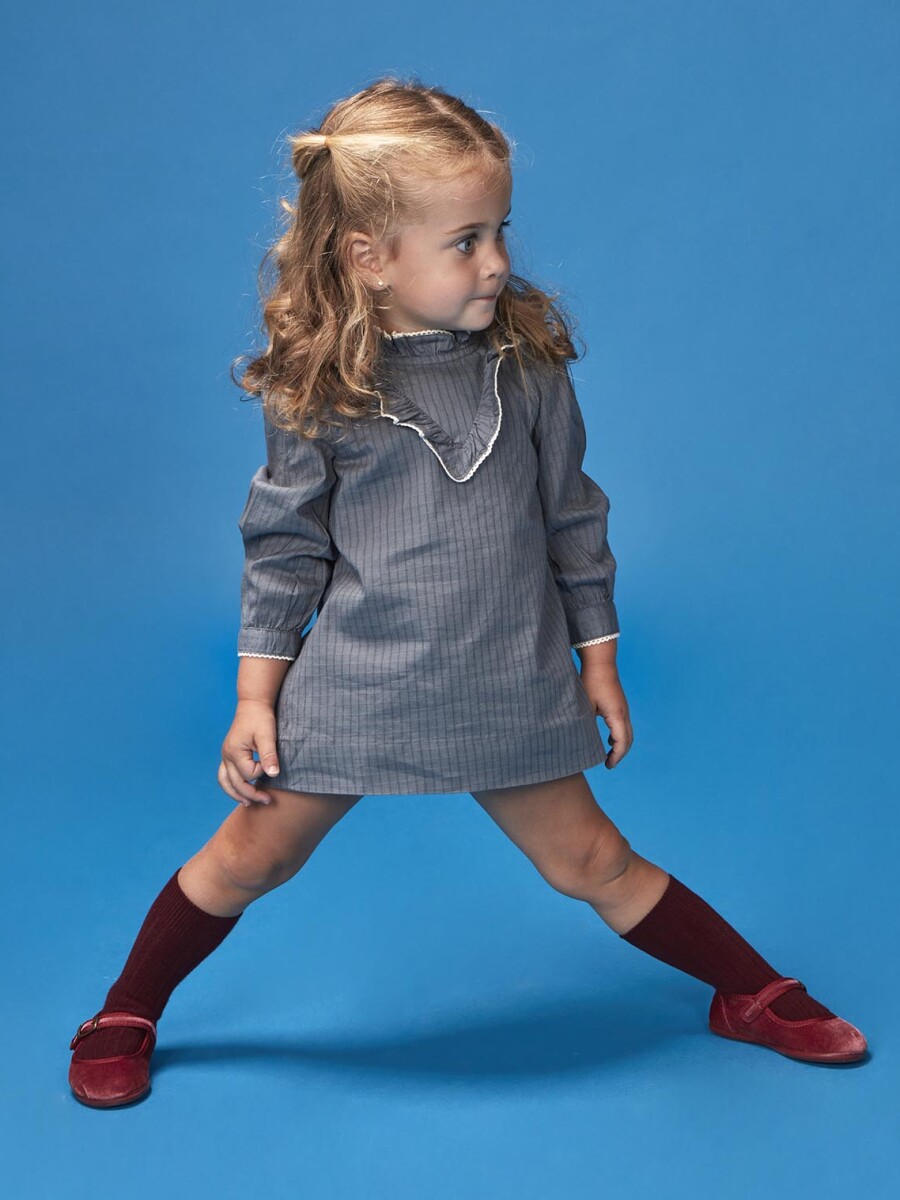 Vestido Con Contraste Azul Pato