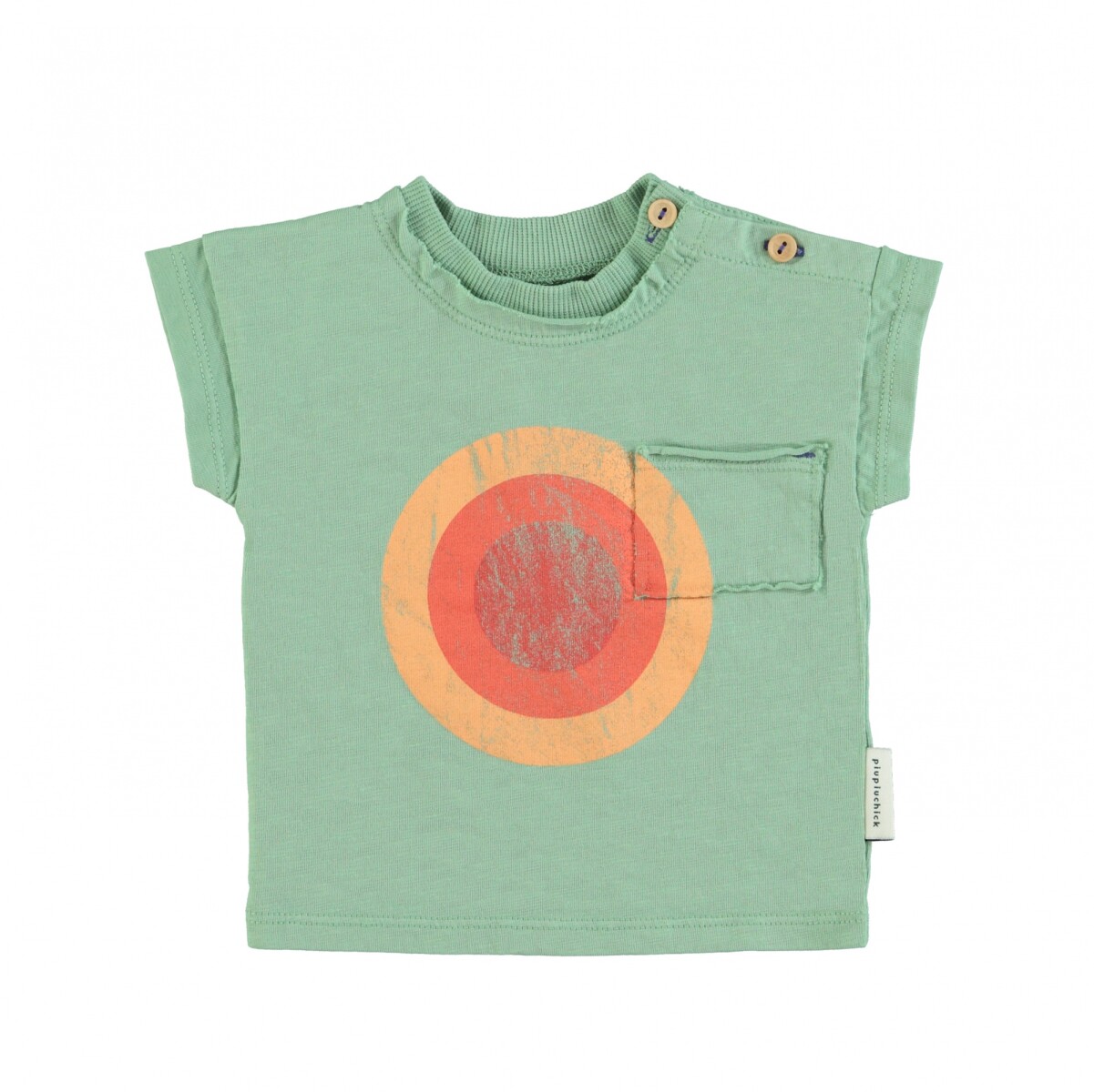 SS24.JRS2422B.k - Remera Verde Con Estampado De Círculos Multicolores 3 Años Piupiuchick 