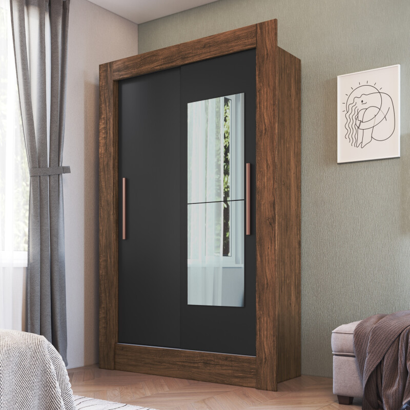 Copia - Ropero Placard 2 Puertas Corredizas C/espejo Dormitorio Negro