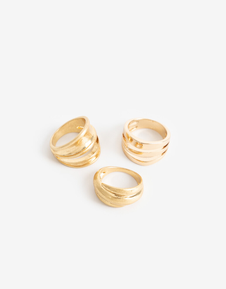 Sets Anillos Metal Set Anillos Metal - Dorado Oro Cepillado Mate