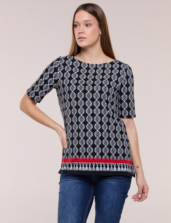 Remera Estampa Geométrica NEGRO/BLANCO