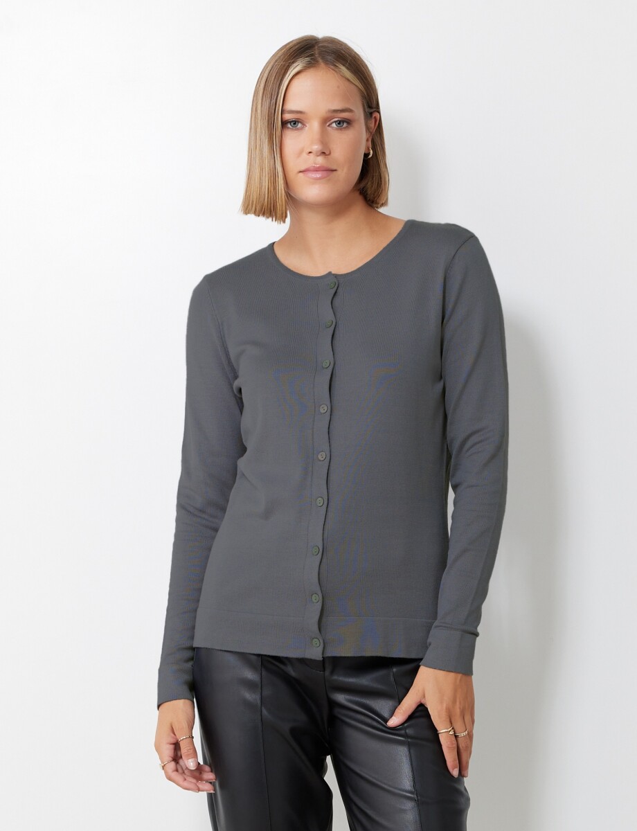 Cardigan Basico - Gris 