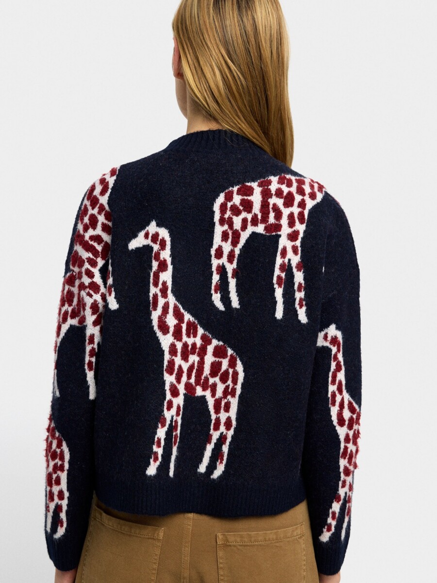 Jersey De Punto Jacquard azul-marino