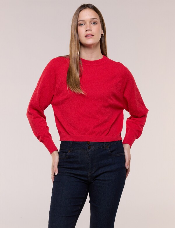 Buzo Cropped Tejido Texturizado ROJO