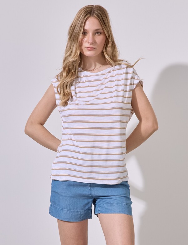 Remera Lineas BEIGE