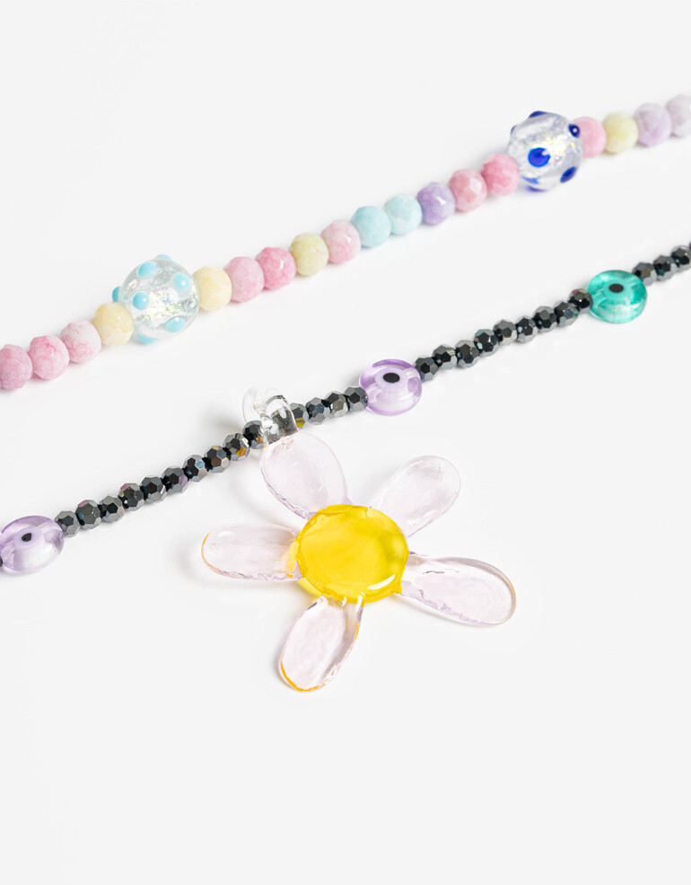 Collares Cortos Color Collar Corto Beads Y Dije - Combinacion Multicolor