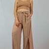 Pantalon Ancho Leaves Beige