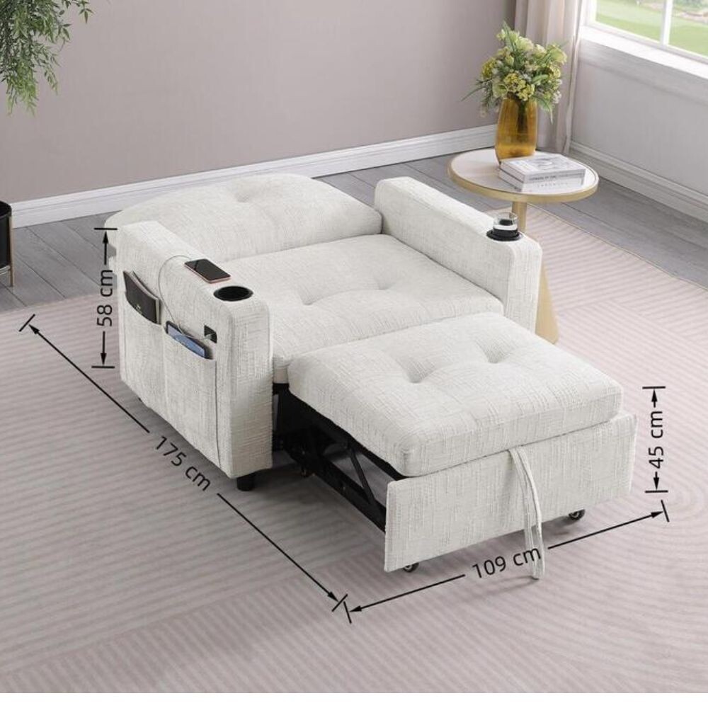 SOFÁ SILLÓN CAMA POLTRONA BUTACA RECLINABLE 1 LUGAR BEIGE