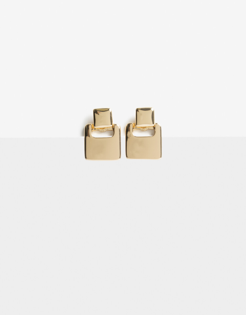 Aros Cortos Metal Rectangular De La Línea Stay Golden. 