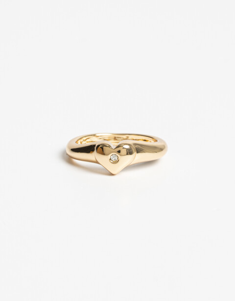 Anillos Medianos y Grandes Metal Anillo De Corazón Bañado En Oro - Dorado