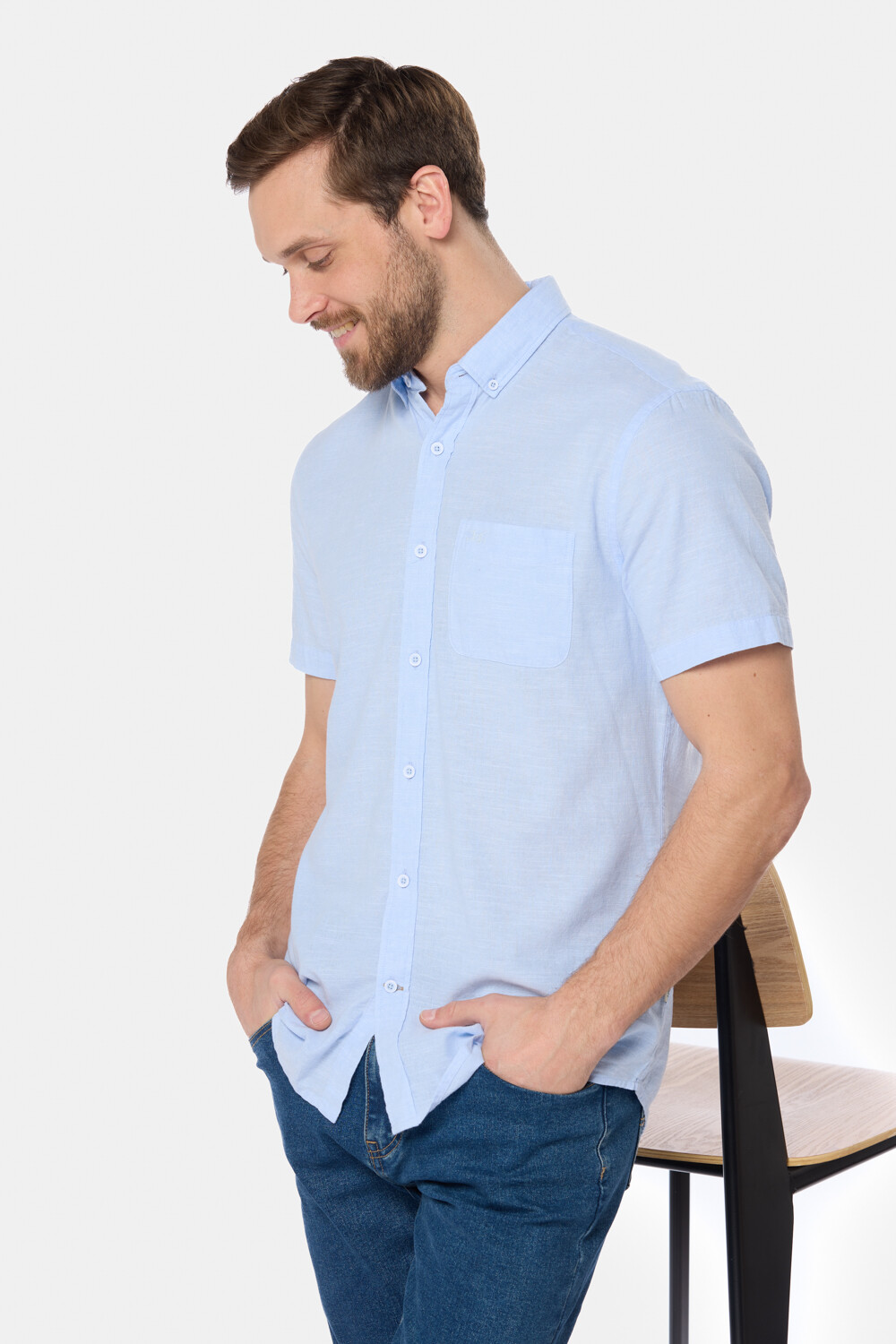 CAMISA DE LINO Celeste