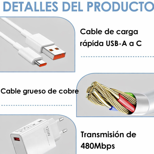 Cargador Xiaomi 120w + Cable Usb-c Hypercarga CARGADOR XIAOMI 120W