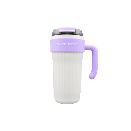 Vaso térmico con agarre y sorbito bi color Blanco