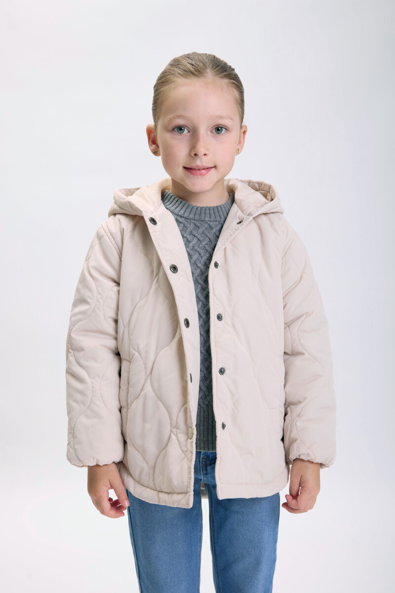 Campera capitoneada capucha Beige