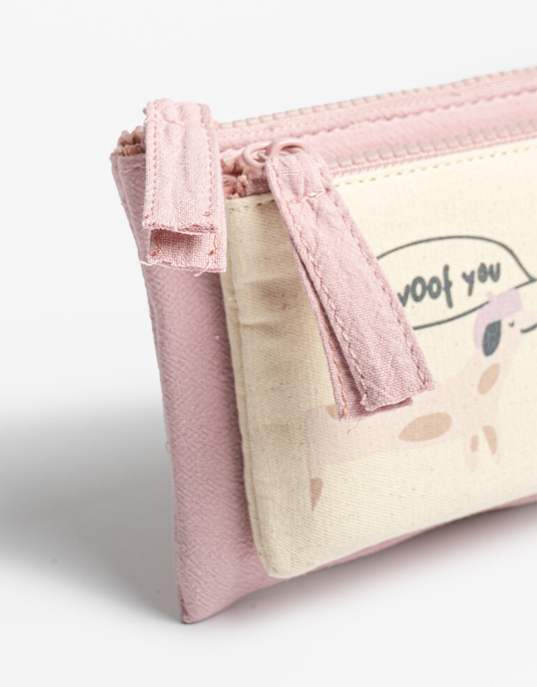 Monederos Monedero Doble Estampado - Rosa Claro